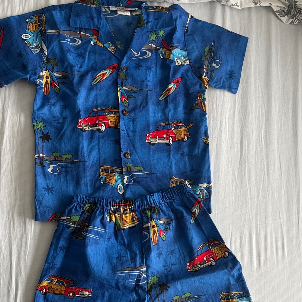 Kids Surfing Adventure Blue Pajama Set